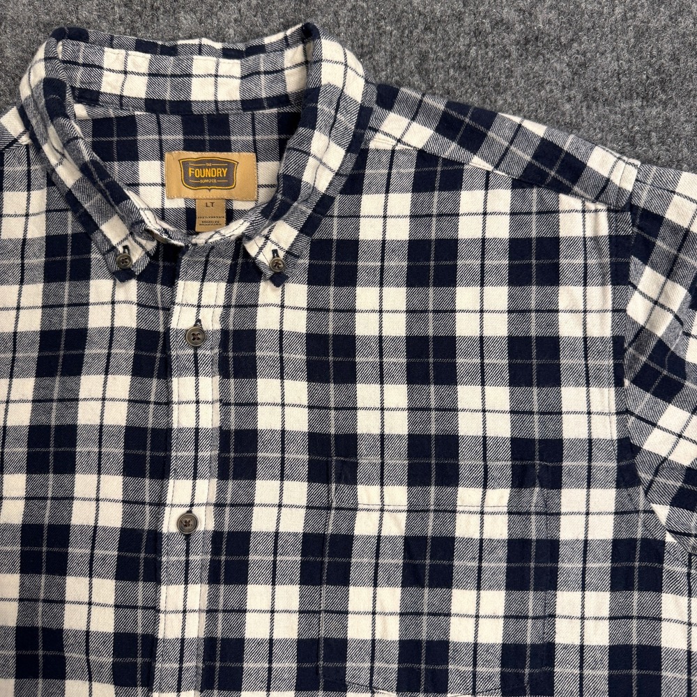 The Foundry Supply Co Men Sz LT Black White Plaid Flannel Shirt Western Workwear